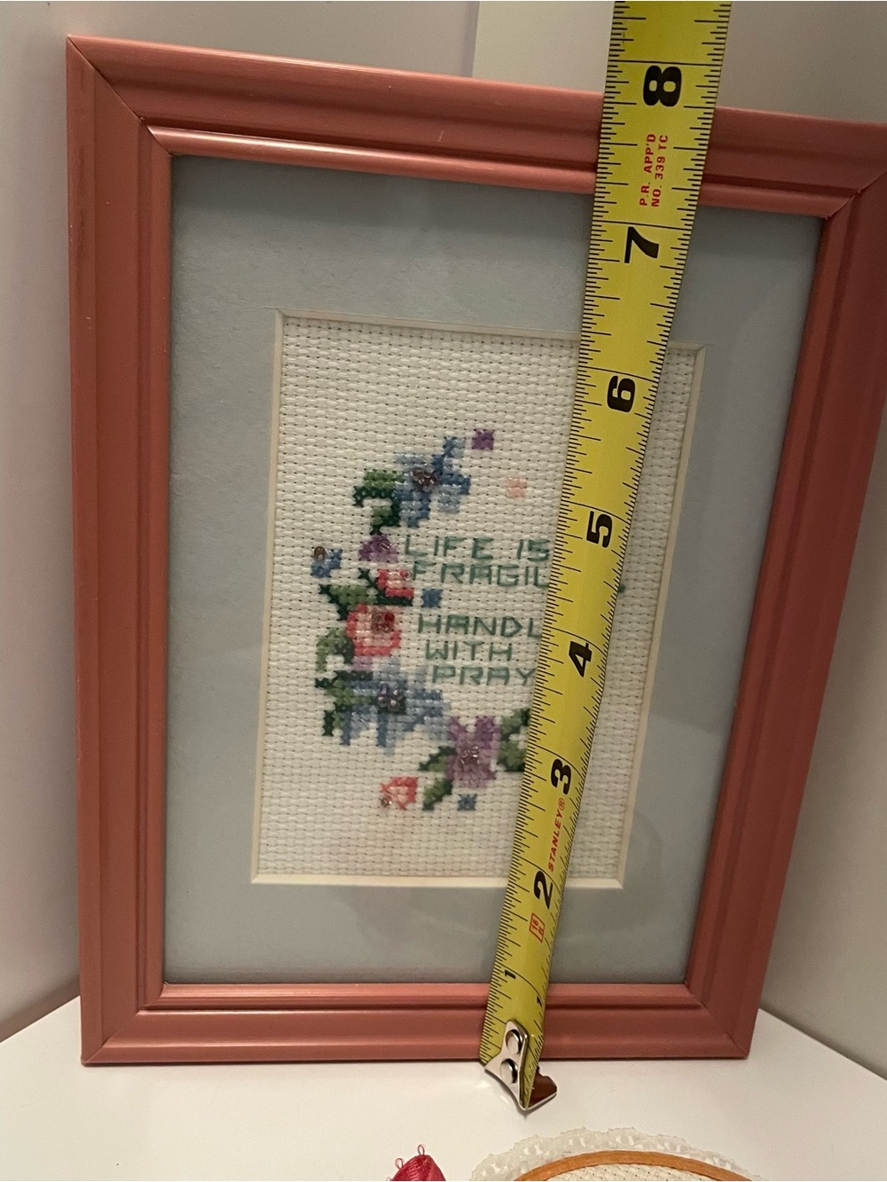 Vintage Cross Stitch Framed Lot Of 2. Life And Love - Picture 6 of 8